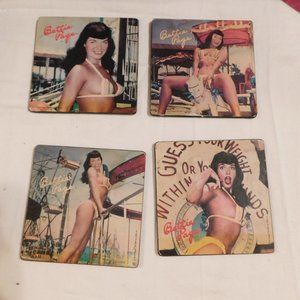 Bettie Page Amusement Cork Backing Coasters